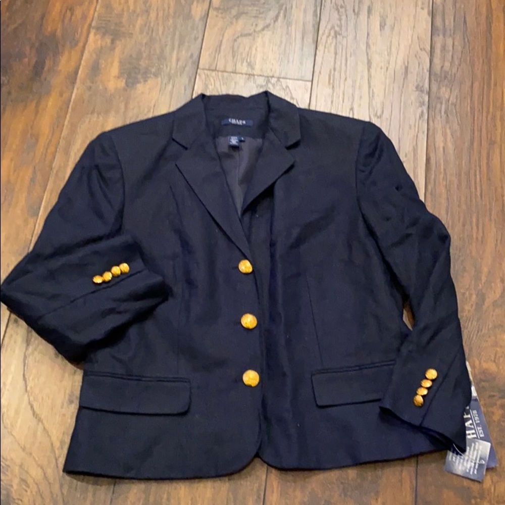CHAPS Navy Linen Barbados Collection Waist Jacket